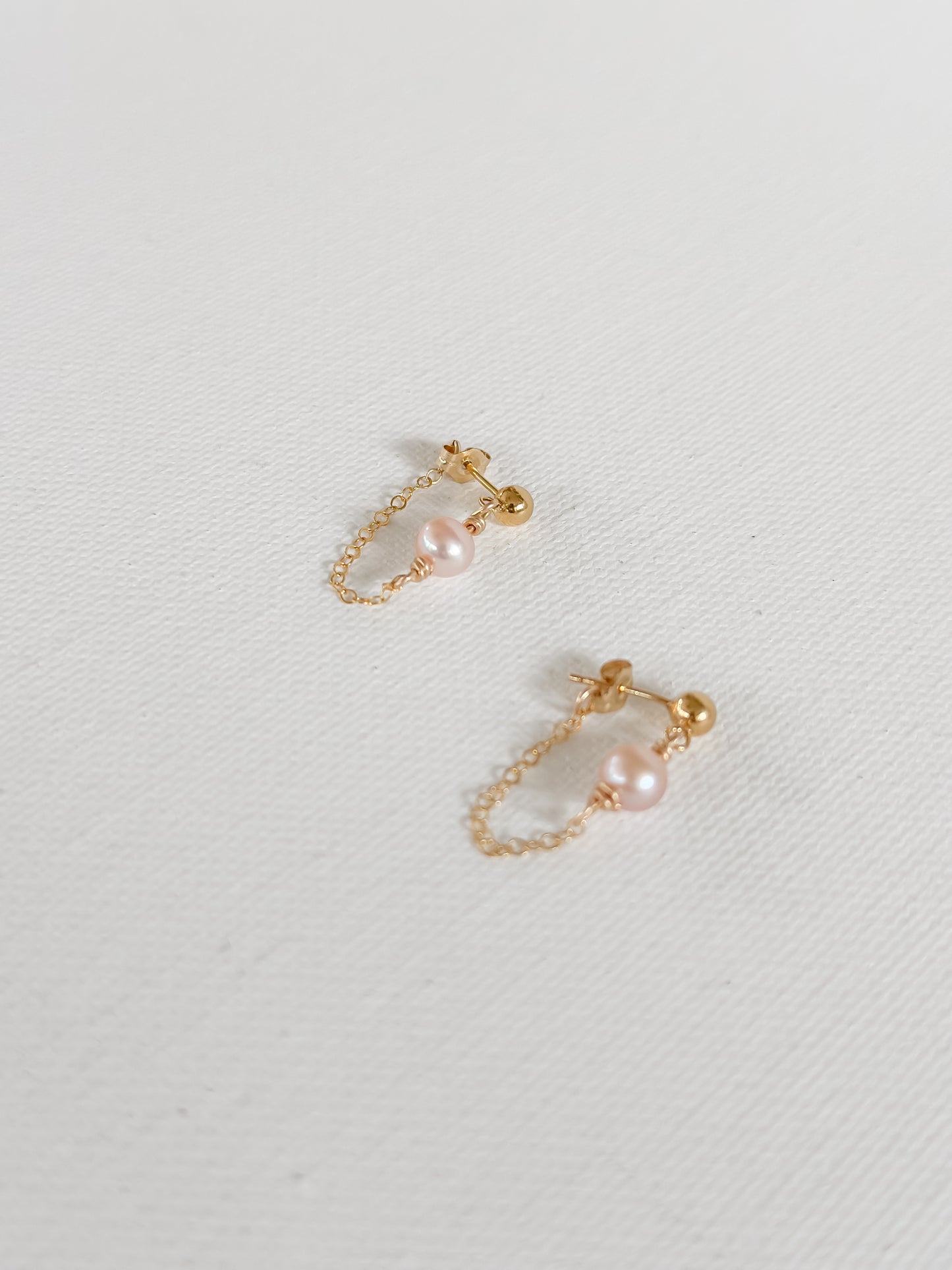 Pearl Rose Chain Huggies