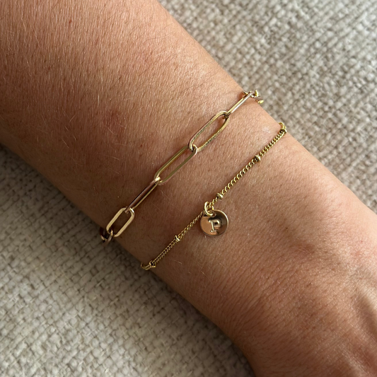 Initial Disc Bracelet (Beaded Chain)