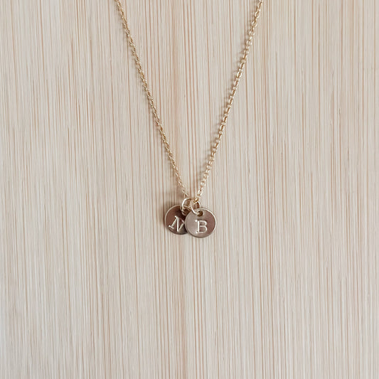 Double Initial Disc Necklace