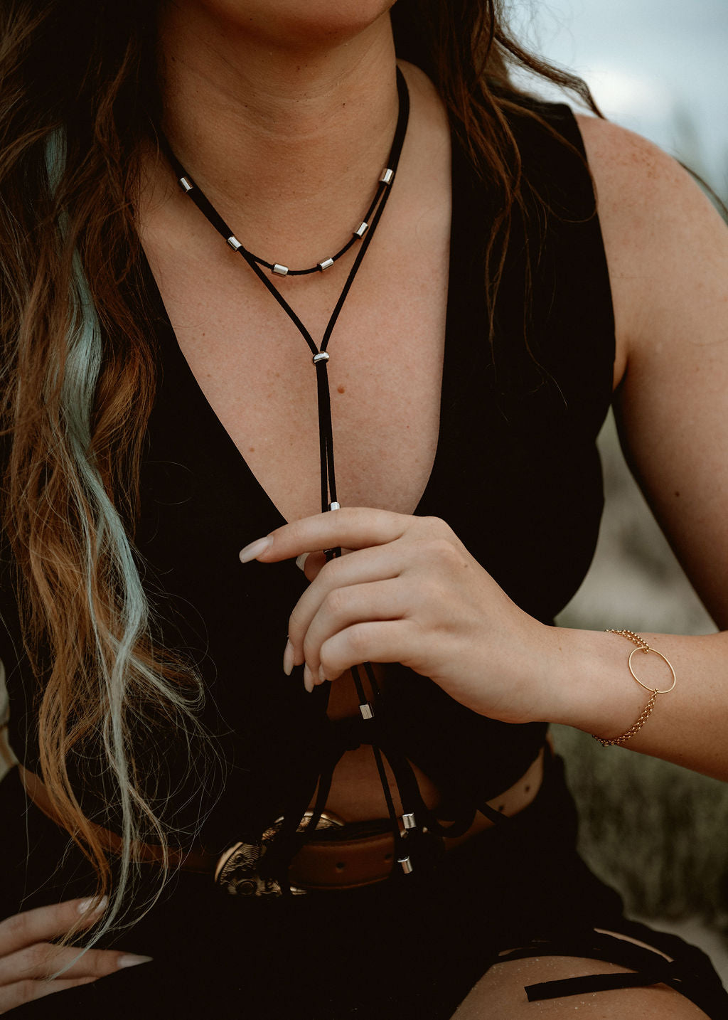 The Bolita | Feminine Bolo Ties - Midnight Black