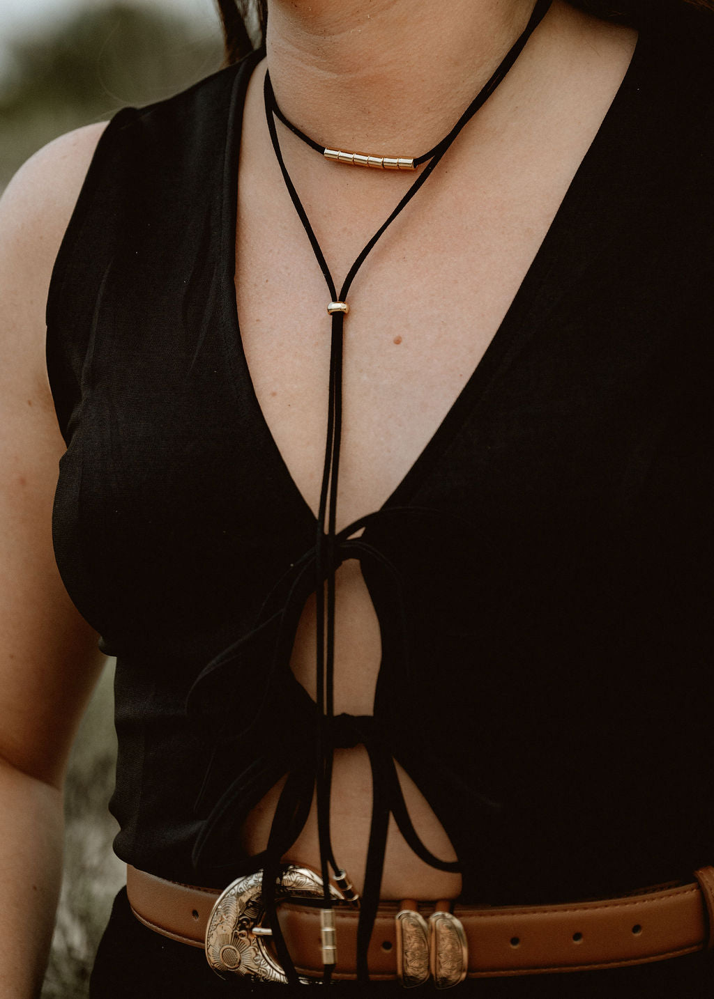 The Bolita | Feminine Bolo Ties - Midnight Black
