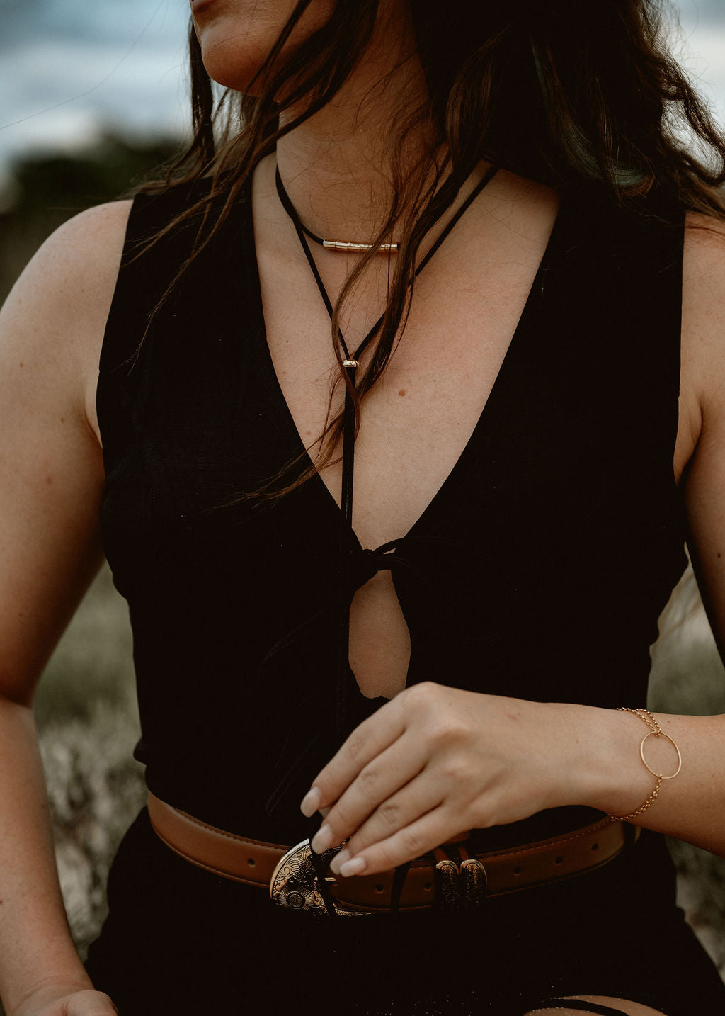The Bolita | Feminine Bolo Ties - Midnight Black